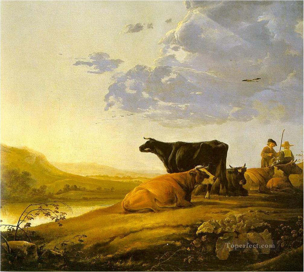 vacas paisaje clasico Pintura al óleo